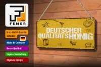 Blechschild Hinweis 27x10 cm Deutscher Qualitätshonig Honig Bienen Schild