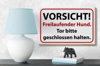 Holzschild Hinweis 18x12cm Vorsicht Freilaufender Hund