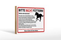 Holzschild Hinweis 18x12cm Bitte nicht füttern Pferde