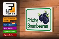 Holzschild Hinweis 18x12cm frische Brombeeren Hofladen