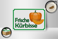 Holzschild Hinweis 18x12cm frische Kürbisse Hofladen