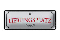 Blechschild Hinweis 27x10 cm Lieblingsplatz Herz Girlande...
