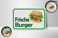 Holzschild Hinweis 18x12cm frische Burger Restaurant
