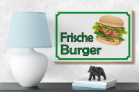 Holzschild Hinweis 18x12cm frische Burger Restaurant