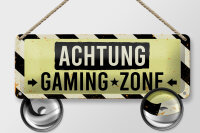Blechschild Hinweis 27x10 cm Achtung gaming zone Deko Schild