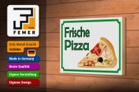 Holzschild Hinweis 18x12cm frische Pizza Verkauf
