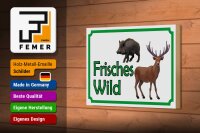 Holzschild Hinweis 18x12cm frisches Wild Wildfleisch
