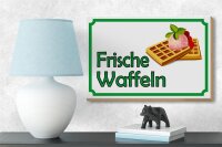 Holzschild Hinweis 18x12cm frische Waffeln Verkauf