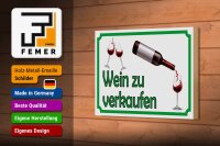 Holzschild Hinweis 18x12cm Wein zu verkaufen Alkohol