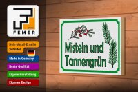 Holzschild Hinweis 18x12cm Misteln Tannengrün Verkauf