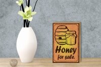 Holzschild Hinweis 12x18cm Honey for sale Honig Verkauf