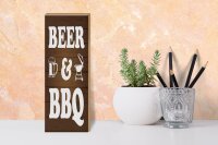 Holzschild Hinweis 27x10 cm Beer and BBQ Grill Bierglas Deko Schild