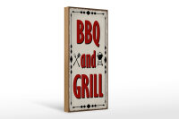 Holzschild Hinweis 27x10 cm BBQ and Grill  Deko Schild