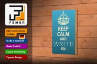 Holzschild Spruch 12x18cm Keep Calm and write on