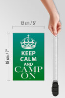 Holzschild Spruch 12x18cm Keep Calm and camp on Camping