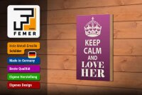Holzschild Spruch 12x18cm Keep Calm and love her