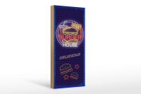 Holzschild Hinweis 27x10 cm Burger House Delicious Deko...