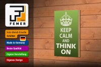 Holzschild Spruch 12x18cm Keep Calm and think on