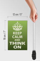 Holzschild Spruch 12x18cm Keep Calm and think on