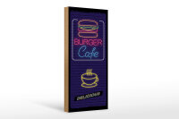 Holzschild Hinweis 27x10 cm Burger Cafe Reklame Deko Schild