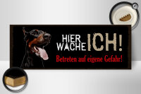 Holzschild Spruch 27x10 cm Hier Wache Ich Dobermann Deko Schild
