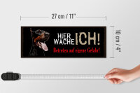 Holzschild Spruch 27x10 cm Hier Wache Ich Dobermann Deko Schild