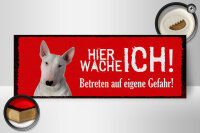 Holzschild Spruch 27x10 cm Hier Wache Ich Bull Terrier Deko Schild