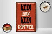 Holzschild Spruch 12x18cm kein Hirn kein Kopfweh