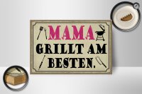 Holzschild Spruch 18x12cm Mama grillt am besten
