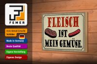 Holzschild Spruch 18x12cm Fleisch ist mein Gemüse Grill