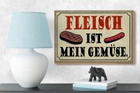 Holzschild Spruch 18x12cm Fleisch ist mein Gemüse Grill