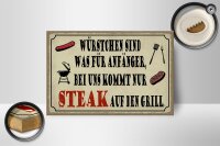 Holzschild Spruch 18x12cm bei uns kommt Steak auf Grill