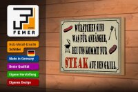 Holzschild Spruch 18x12cm bei uns kommt Steak auf Grill