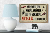Holzschild Spruch 18x12cm bei uns kommt Steak auf Grill