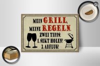 Holzschild Spruch 18x12cm mein Grill meine Regeln 2 Tipps