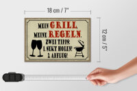 Holzschild Spruch 18x12cm mein Grill meine Regeln 2 Tipps