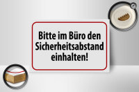 Holzschild Hinweis 18x12cm im Büro Sicherheitsabstand