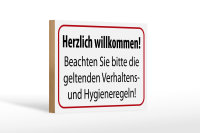 Holzschild Hinweis 18x12cm Verhaltens- und Hygienenregeln