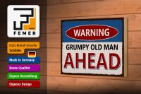 Holzschild Spruch 18x12cm Warning grumpy old man ahead