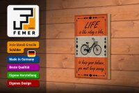 Holzschild Spruch 12x18cm Life is like riding a bike