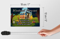 Holzschild Spruch 18x12cm Weekend Caravanning Wine Beer