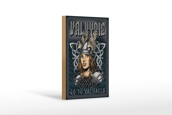 Holzschild Spruch 12x18cm Valkyrie go to Valhalla Wiking