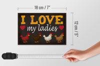 Holzschild Spruch 18x12cm Hühner i love my ladies