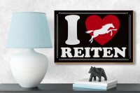Holzschild Spruch 18x12cm Pferde i love reiten Herz