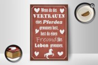 Holzschild Spruch 12x18cm Vertrauen eines Pferdes Freund