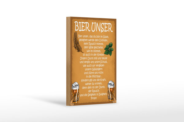 Holzschild Spruch 12x18cm Bier unser in Ewigkeit Prost