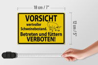 Holzschild Warnschild 18x12cm Wertvoller Schweinebestand