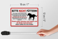 Holzschild Warnschild 18x12cm (Pferd) Bitte nicht füttern