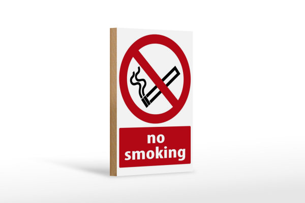 Holzschild Warnschild 12x18cm No Smoking