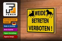 Holzschild Warnschild 18x12cm Weide Betreten verboten